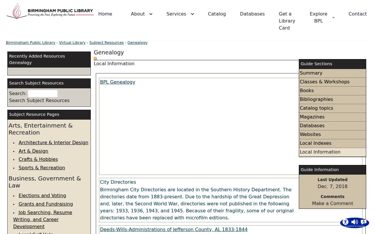 Hoover city directory access through Birmingham Public Library genealogy collections