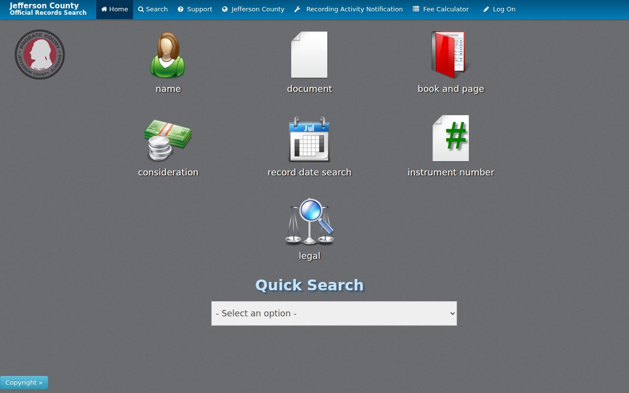 Jefferson County LandmarkWeb deed index search for Hoover address history