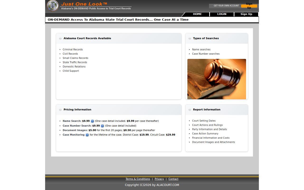 Hoover resident lookup through the Alabama trial court access portal
